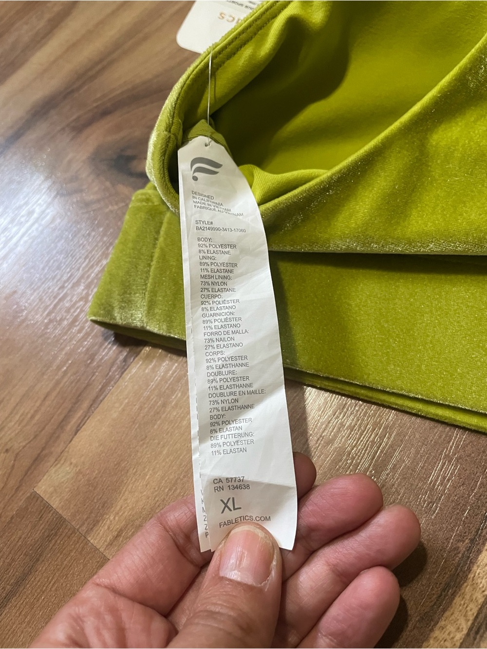 NWT Fabletics Oasis Crushed Velour Twist Sports Bra Chartreuse Green Size XL - Picture 7 of 7
